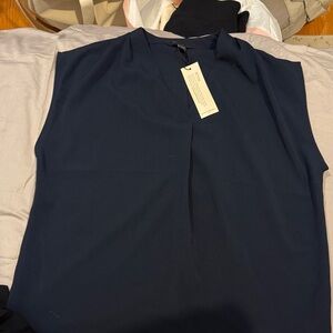 Banana Republic Sleeveless V-Neck Blouse - Navy